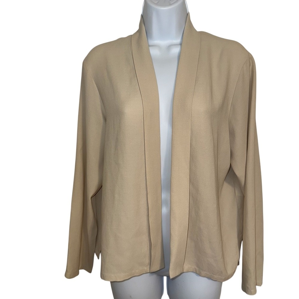 EILEEN FISHER Beige‎ Silk Open Front Cardigan Jacket Top Size S - Picture 2 of 7